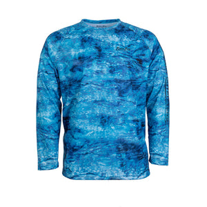 Deep Currents Long Sleeve Performance Shirt Ocean Blue – Art's